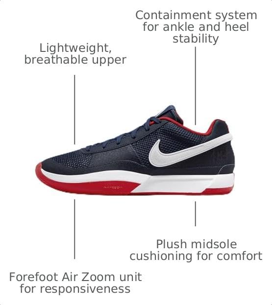Nike Ja 1 Basketball Shoes (FQ4796-403, Midnight Navy/University Red/White) Size 11