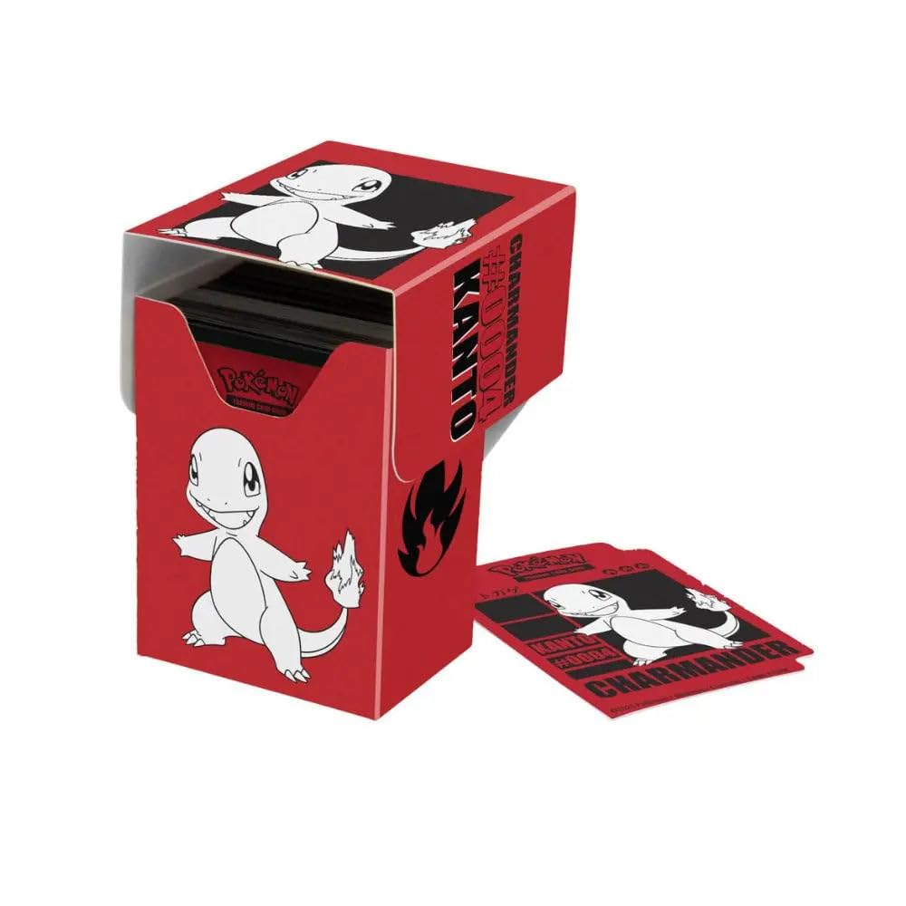 Ultra Pro - Charmander Full View Deck Box® for Pokémon | TCG storage Full View self-locking lid holds 75 cards double-sleeve compatible deck divider trading card organizer