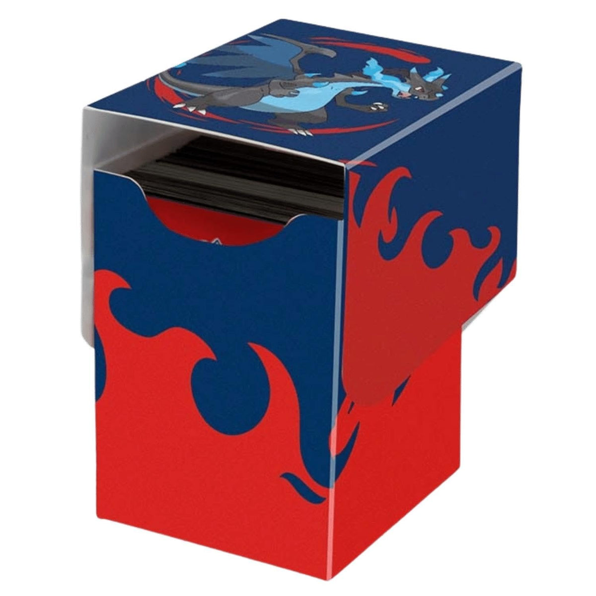 UltraPro Pokémon TCG Mega Charizard X Alcove Flip Deck Box – Holds 100 Double-Sleeved Standard Cards, Magnetic Closure