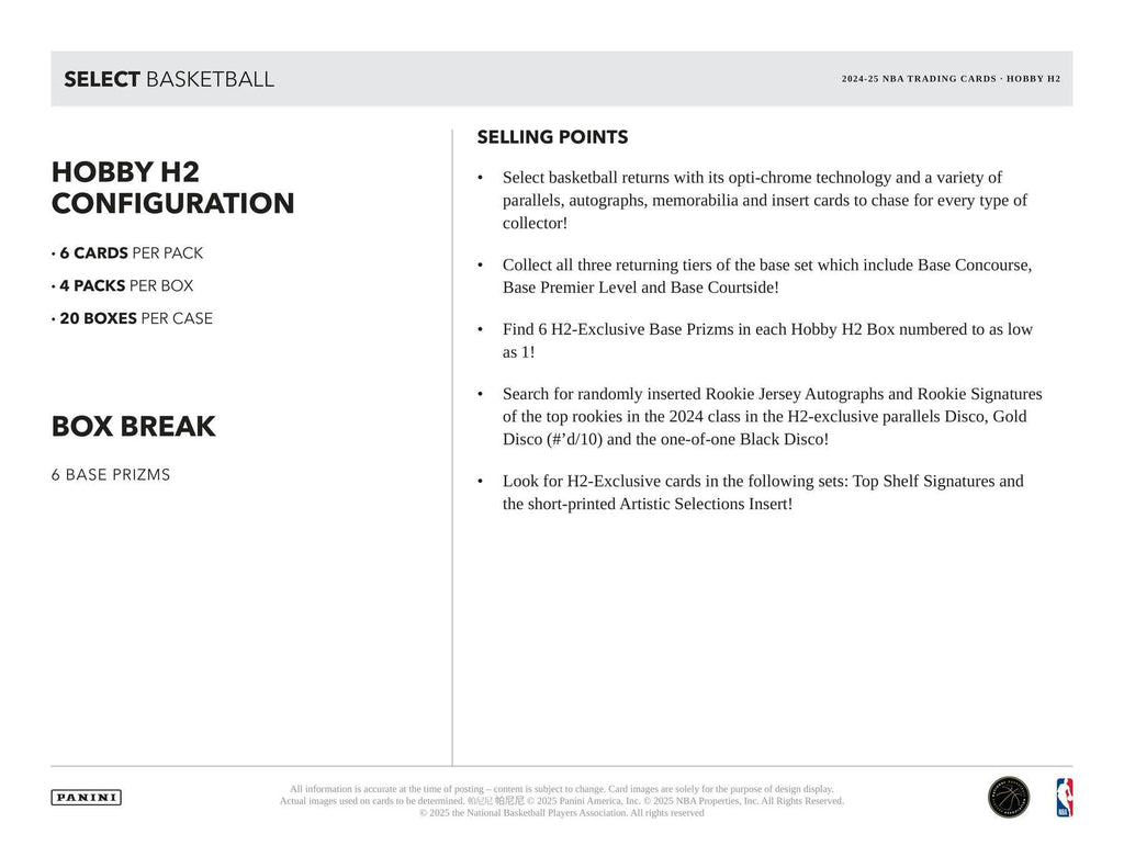 2024-25 Panini Select Basketball H2 Box