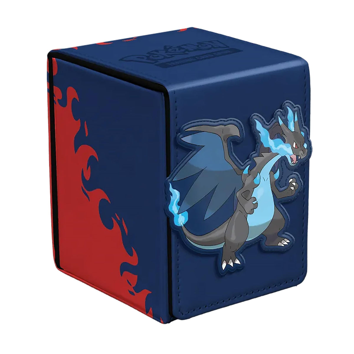 UltraPro Pokémon TCG Mega Charizard X Alcove Flip Deck Box – Holds 100 Double-Sleeved Standard Cards, Magnetic Closure